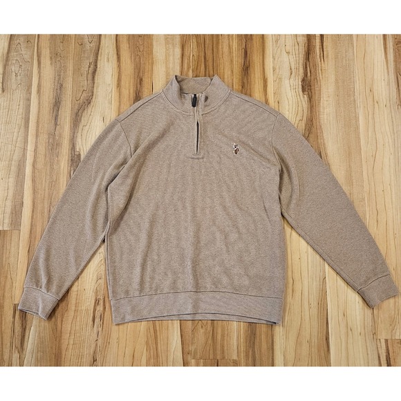 US Polo Assn. Other - US Polo Assn. Men's Textured Quarter Zip Sweater Sz Large Tan / Brown